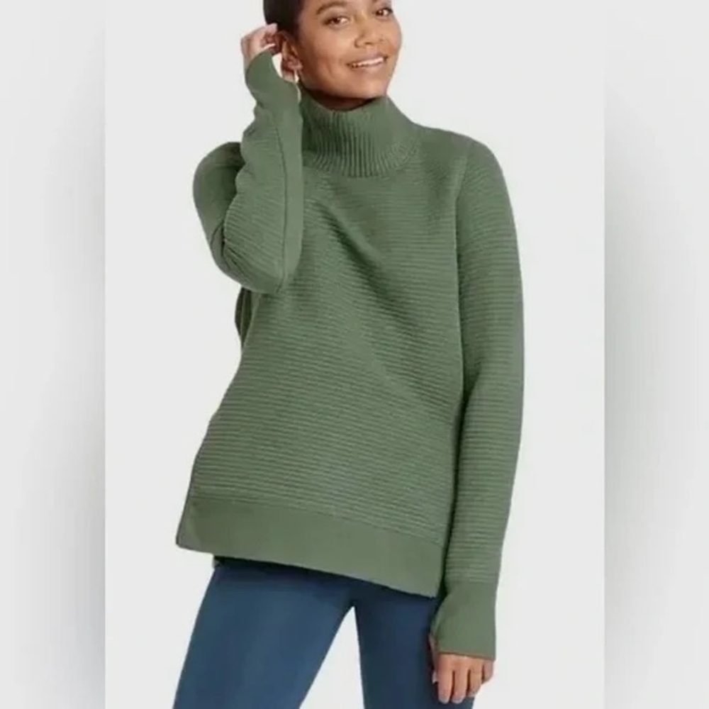 NWT Cozy Ribbed Turtleneck Sweater - Olive Green
